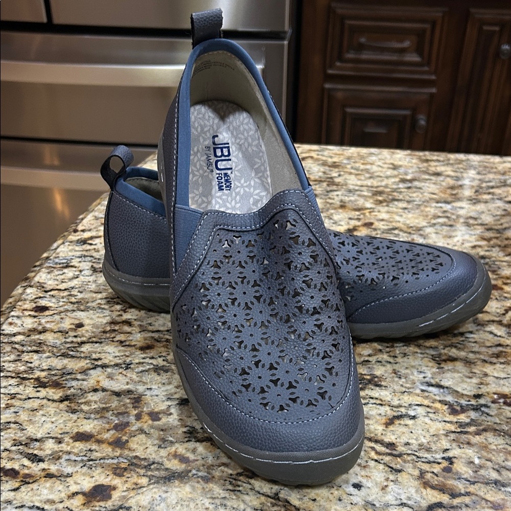 JBU Charcoal Floral Cutout Flats